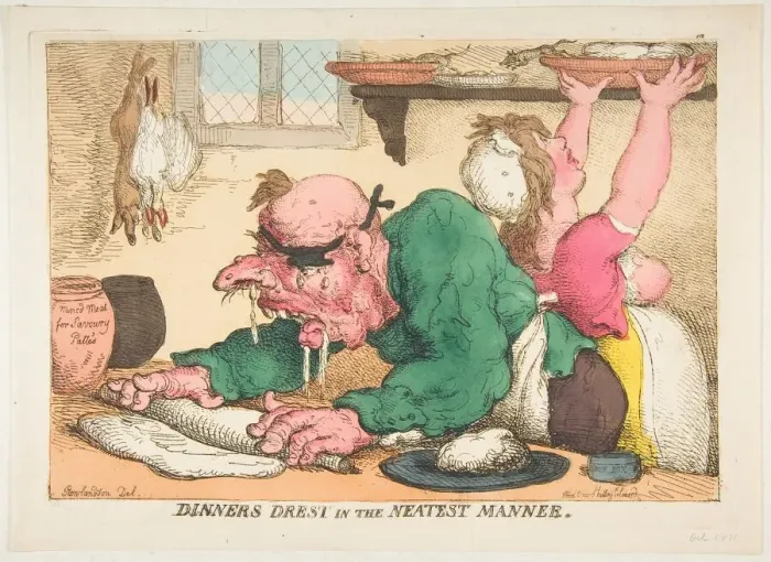 Framed Print : Dinners Drest in the Neatest Manner, October 1811. Creator: Thomas Rowlandson Framed Print : Dinners Drest in the Neatest Manner, October 1811. Creator: Thomas Rowlandson