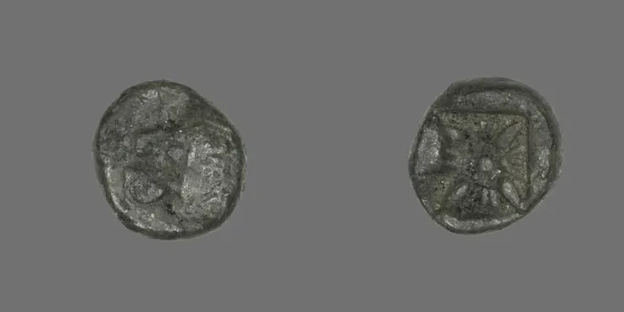 Framed Print : Diobol (Coin) Depicting a Lion, 395-377 BCE or 478 BCE and later. Creator: Unknown Framed Print : Diobol (Coin) Depicting a Lion, 395-377 BCE or 478 BCE and later. Creator: Unknown