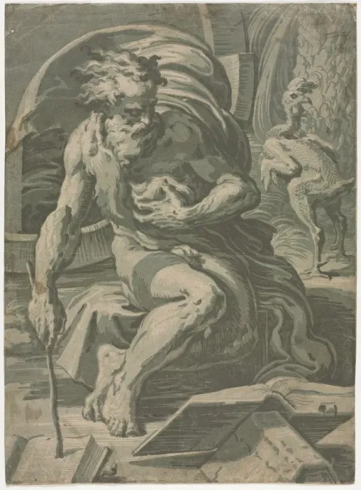 Framed Print : Diogenes, c. 1524-1527. Creator: Ugo da Carpi (Italian, c. 1479-c. 1532) Framed Print : Diogenes, c. 1524-1527. Creator: Ugo da Carpi (Italian, c. 1479-c. 1532)