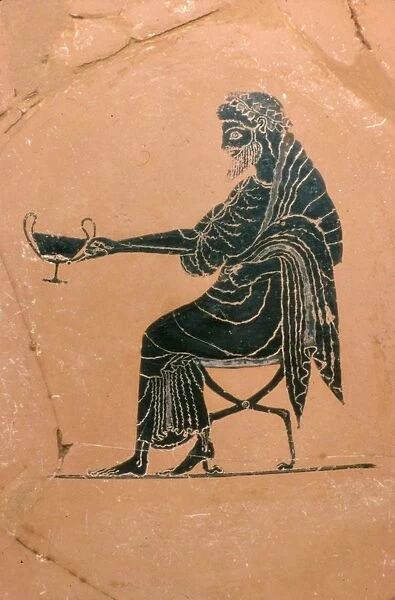 Detail of Dionysus Seated, Greek Plate, Painted by Psiax, c520 BC. Artist: Psiax