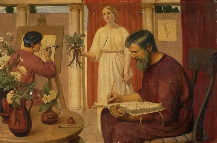 Framed Print : Dioscorides describing the mandrake, 1909. Creator: Ernest Board Framed Print : Dioscorides describing the mandrake, 1909. Creator: Ernest Board