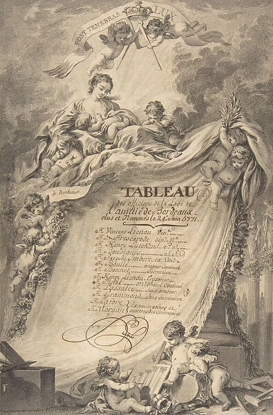 Diploma for the Freemasons of Bordeaux, after Francois Boucher, 1766