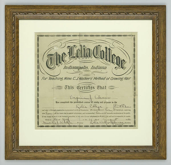 Diploma from The Lelia College, 1916. Creator: Unknown