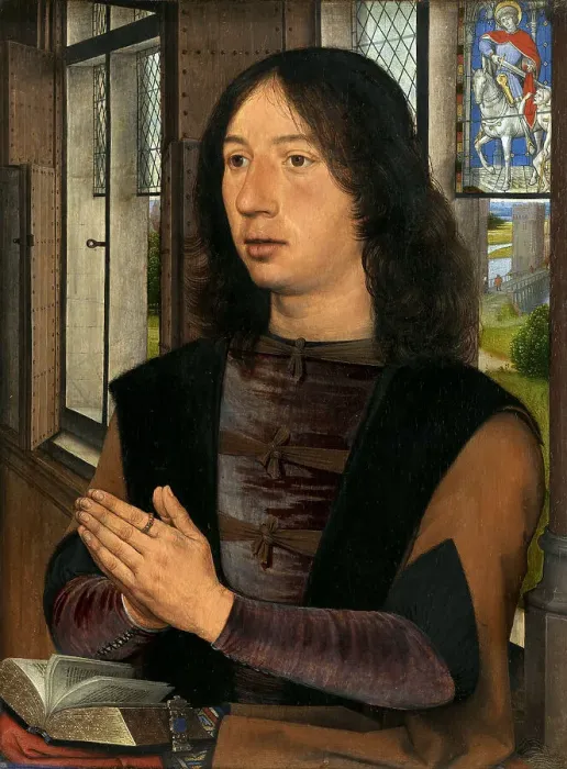 Framed Print : Diptych of Maarten van Nieuwenhove. Right panel: Maarten van Nieuwenhove (1463-1500), 1487. Creator: Memling; Hans (1433 / 40-1494) Framed Print : Diptych of Maarten van Nieuwenhove. Right panel: Maarten van Nieuwenhove (1463-1500), 1487. Creator: Memling; Hans (1433 / 40-1494)