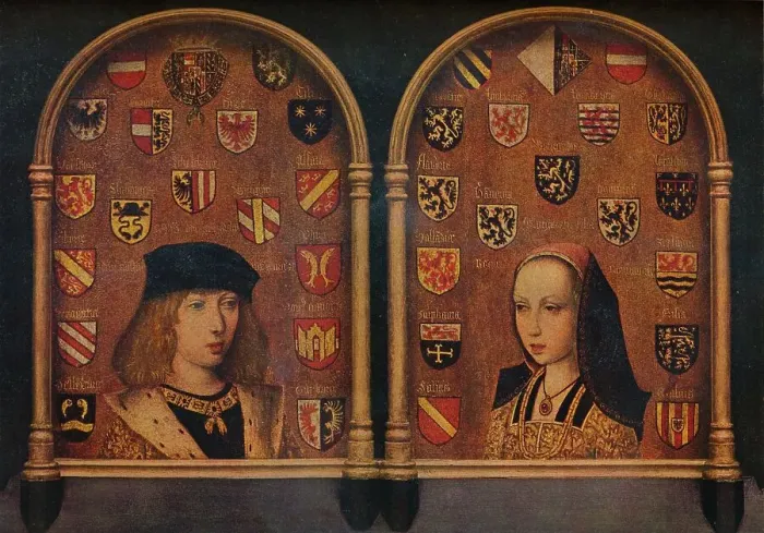 Framed Print : Diptych: Philip the Handsome and Margaret of Austria, c1493. Artists: Pieter van Coninxloo, Margaret of Austria Framed Print : Diptych: Philip the Handsome and Margaret of Austria, c1493. Artists: Pieter van Coninxloo, Margaret of Austria