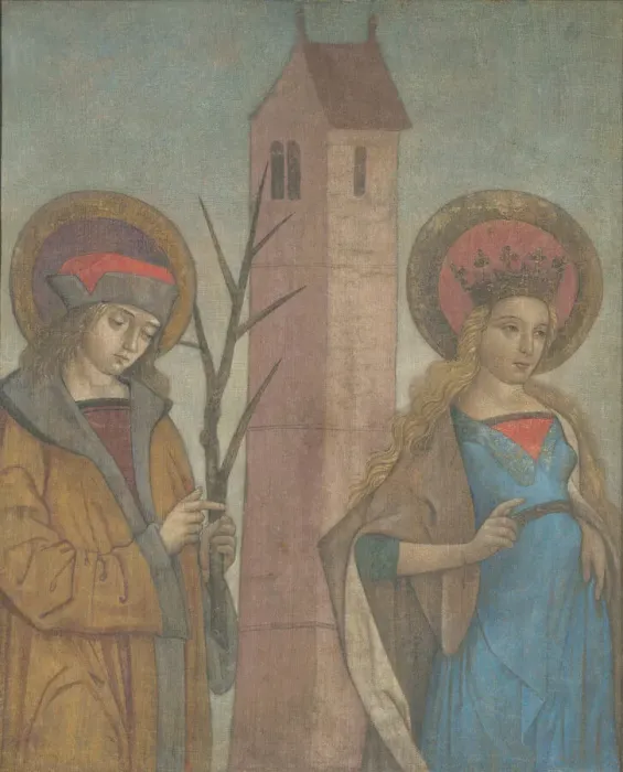 Framed Print : Diptych of Saints Achatius, Barbara, Apollonia, and Sebald, c. 1490. Creator: Unknown Framed Print : Diptych of Saints Achatius, Barbara, Apollonia, and Sebald, c. 1490. Creator: Unknown