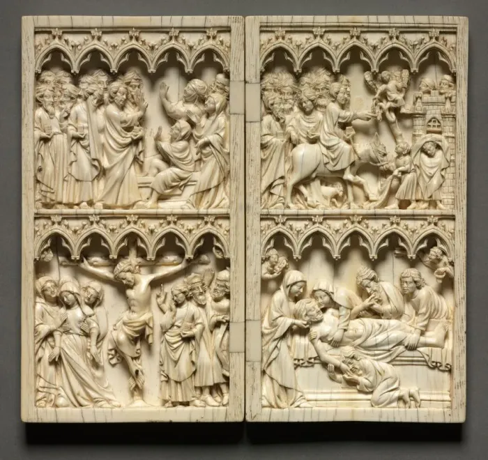 Framed Print : Diptych with Scenes from the Life of Christ (left wing: Raising of Lazarus and Crucifixion)… Framed Print : Diptych with Scenes from the Life of Christ (left wing: Raising of Lazarus and Crucifixion)…
