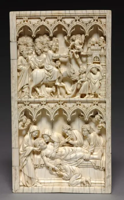 Framed Print : Diptych with Scenes from the Life of Christ (right wing: Entry into Jerusalem and Entombment), c Framed Print : Diptych with Scenes from the Life of Christ (right wing: Entry into Jerusalem and Entombment), c