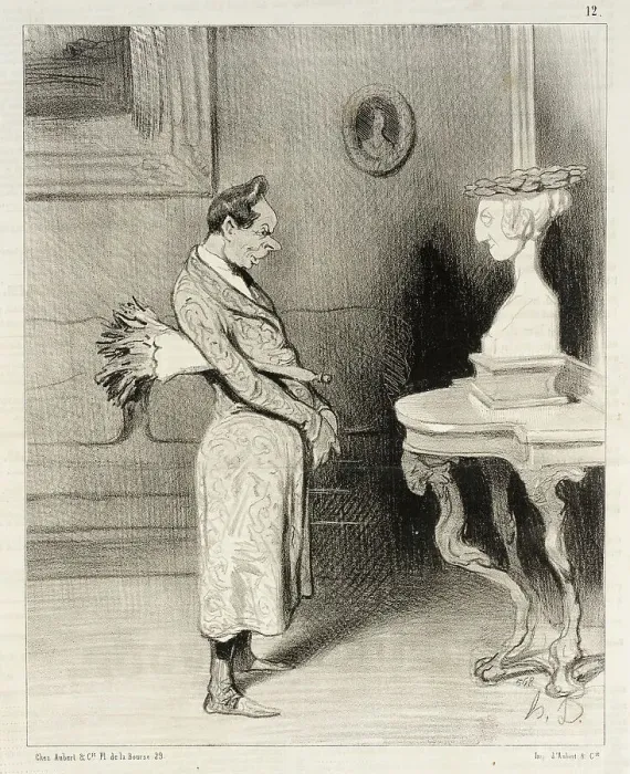 Framed Print : Dire qu'Arsionoé n'était pas contente d'être portraiturée... 1844. Creator: Honore Daumier Framed Print : Dire qu'Arsionoé n'était pas contente d'être portraiturée... 1844. Creator: Honore Daumier