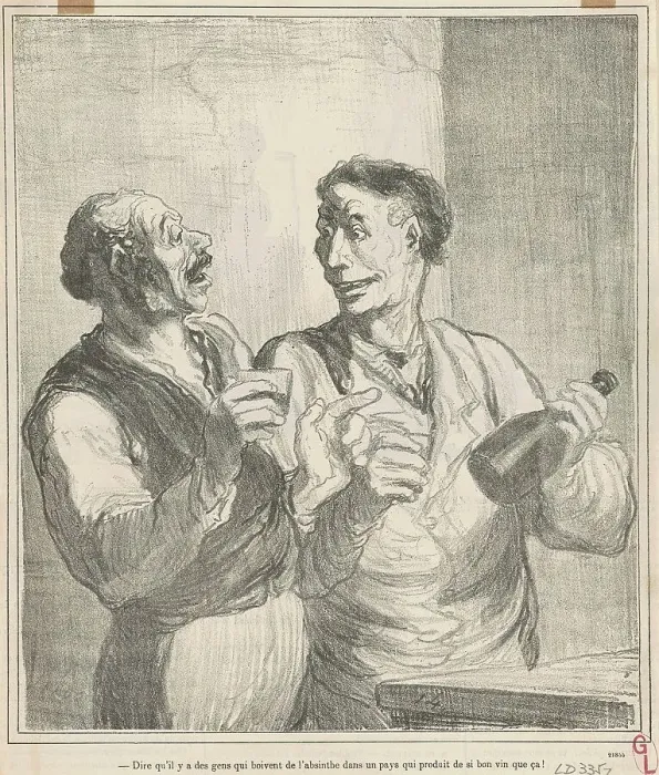 Framed Print : Dire qu'il y a des gens qui boivent de l'absinthe... 19th century. Creator: Honore Daumier Framed Print : Dire qu'il y a des gens qui boivent de l'absinthe... 19th century. Creator: Honore Daumier