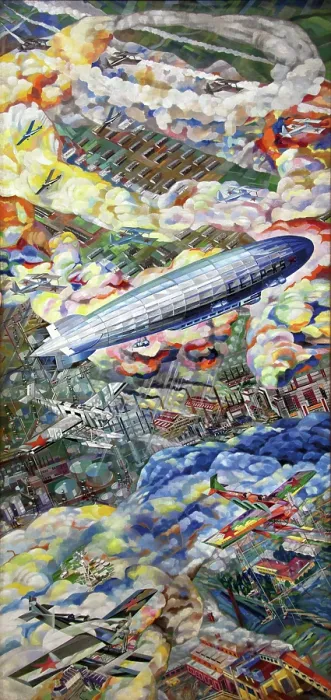 Framed Print : Dirigible, 1933. Creator: Kuptsov, Vasili Vasilyevich (1899-1935) Framed Print : Dirigible, 1933. Creator: Kuptsov, Vasili Vasilyevich (1899-1935)