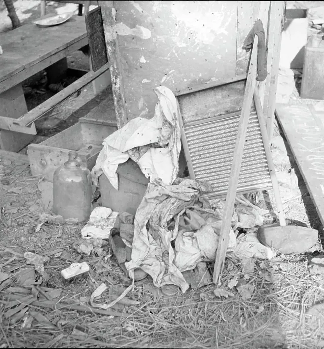 Framed Print : Dirty clothes and flies, American River camp, near Sacramento, California, 1936. Creator: Dorothea Lange Framed Print : Dirty clothes and flies, American River camp, near Sacramento, California, 1936. Creator: Dorothea Lange