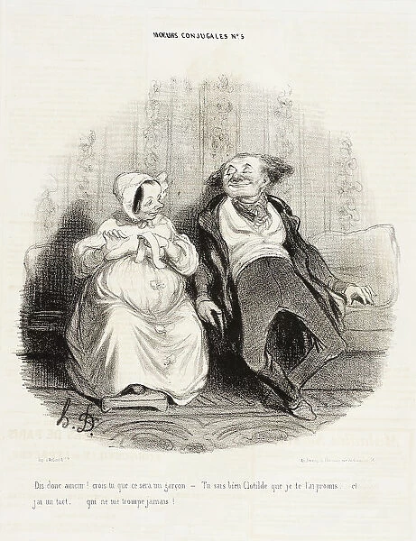 Dis donc amour! Crois-tu que ce sera un garçon?, 1839. Creator: Honore Daumier
