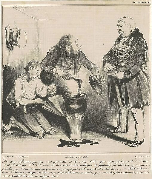 Dis donc, Macaire, qué que c'est que c'thé... 19th century. Creator: Honore Daumier
