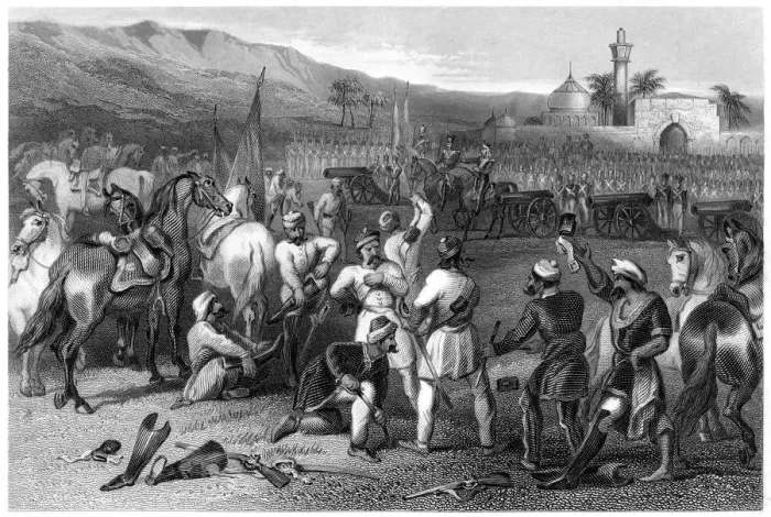 Framed Print : Disarming the 11th Irregular Cavalry at Berhampore, 1857, (c1860) Framed Print : Disarming the 11th Irregular Cavalry at Berhampore, 1857, (c1860)
