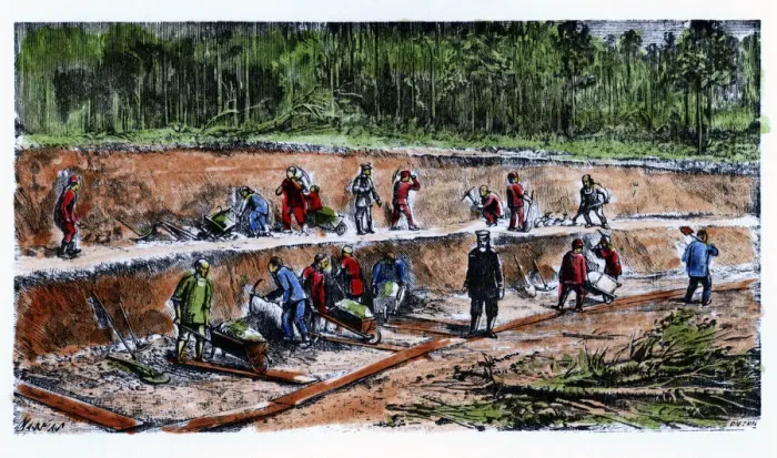 Framed Print : Disassembling works by Chinese workers during the construction of the Trans-Siberian Railway Framed Print : Disassembling works by Chinese workers during the construction of the Trans-Siberian Railway