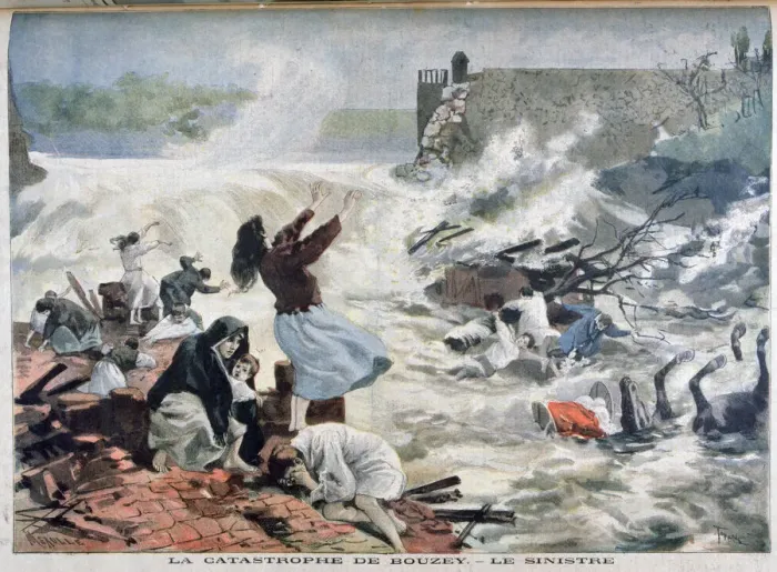 Framed Print : The Disaster at Bouzey, 1895. Artist: F Meaulle Framed Print : The Disaster at Bouzey, 1895. Artist: F Meaulle