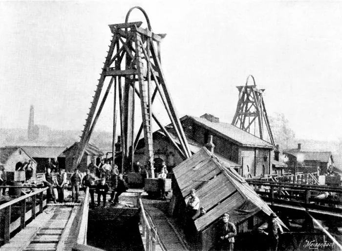 Framed Print : The Disastrous Flooding of Audley Colliery; entrance to the pit, 1895. Creator: George Meisenbach Framed Print : The Disastrous Flooding of Audley Colliery; entrance to the pit, 1895. Creator: George Meisenbach