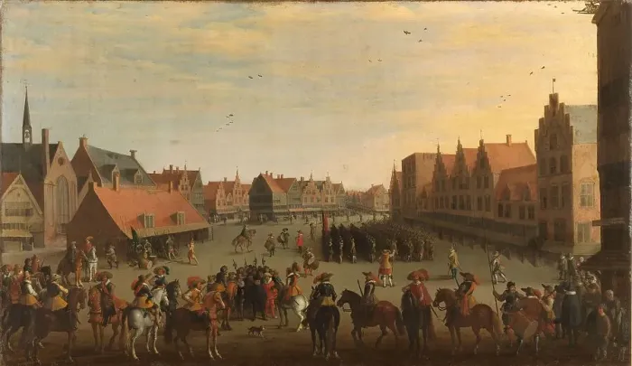 Framed Print : The Disbanding of the Waardgelders (Mercenaries in the Pay of the Town Government)...31 July 1618. Creator: Joost Cornelisz Droochsloot Framed Print : The Disbanding of the Waardgelders (Mercenaries in the Pay of the Town Government)...31 July 1618. Creator: Joost Cornelisz Droochsloot