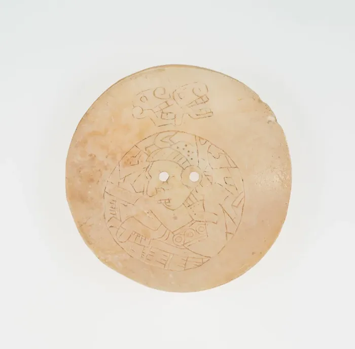 Framed Print : Disc from an Earflare Inscied with a Figure in Contoured Pose, A. D. 1200 / 1500 Framed Print : Disc from an Earflare Inscied with a Figure in Contoured Pose, A. D. 1200 / 1500