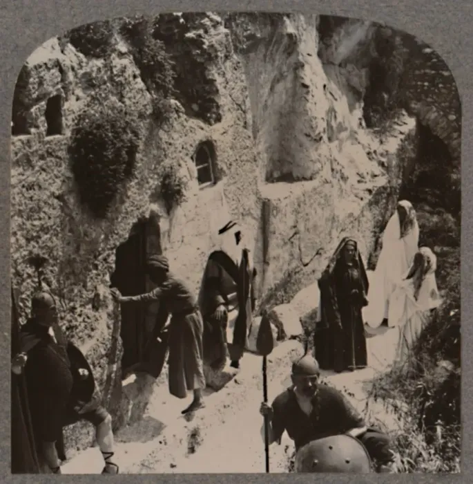 Framed Print : Disciples, with the women, early at the Sepulchure of Christ, c1900 Framed Print : Disciples, with the women, early at the Sepulchure of Christ, c1900