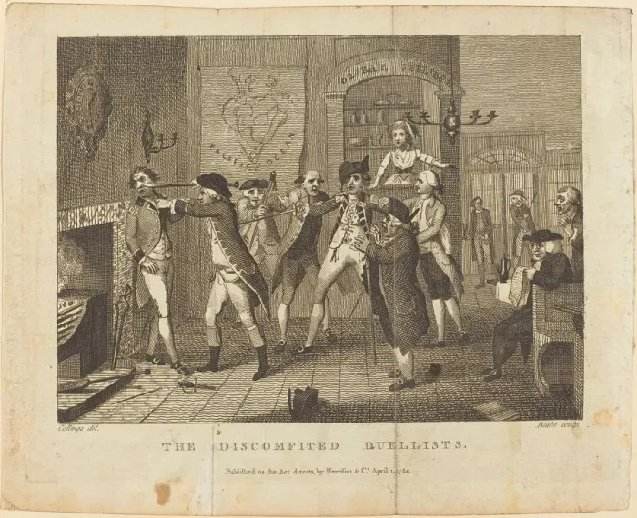 Framed Print : The Discomfited Duellists, 1784. Creator: William Blake Framed Print : The Discomfited Duellists, 1784. Creator: William Blake