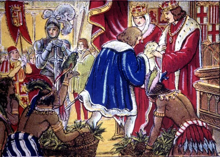 Framed Print : Discovery of America, Christopher Columbus in Barcelona is received by the Catholic Framed Print : Discovery of America, Christopher Columbus in Barcelona is received by the Catholic