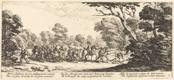 Framed Print : Discovery of the Criminal Soldiers, c. 1633. Creator: Jacques Callot Framed Print : Discovery of the Criminal Soldiers, c. 1633. Creator: Jacques Callot
