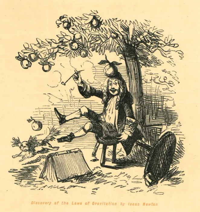 Framed Print : Discovery of the Laws of Gravitation by Isaac Newton, 1897. Creator: John Leech Framed Print : Discovery of the Laws of Gravitation by Isaac Newton, 1897. Creator: John Leech