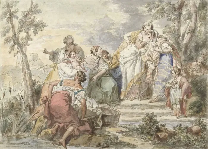 Framed Print : The discovery of Moses, 1744-1781. Creator: Jean Baptiste Le Prince Framed Print : The discovery of Moses, 1744-1781. Creator: Jean Baptiste Le Prince