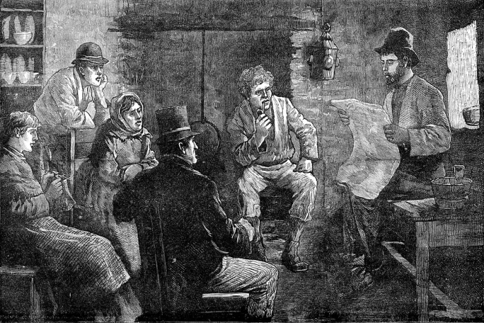 Framed Print : Discussing the new Irish Land Act, 1881. Creator: Unknown Framed Print : Discussing the new Irish Land Act, 1881. Creator: Unknown