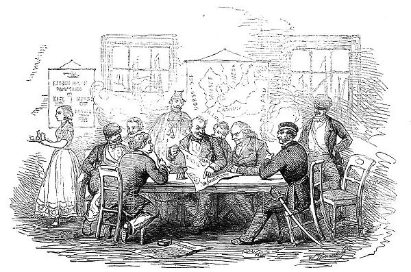 Discussing the War, in a Coffee-House, at Copenhagen - sketched by E.T. Dolby, 1854. Creator: W Thomas