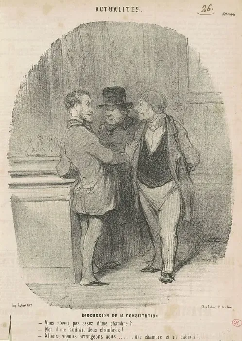 Framed Print : Discussion de la constitution, 19th century. Creator: Honore Daumier Framed Print : Discussion de la constitution, 19th century. Creator: Honore Daumier