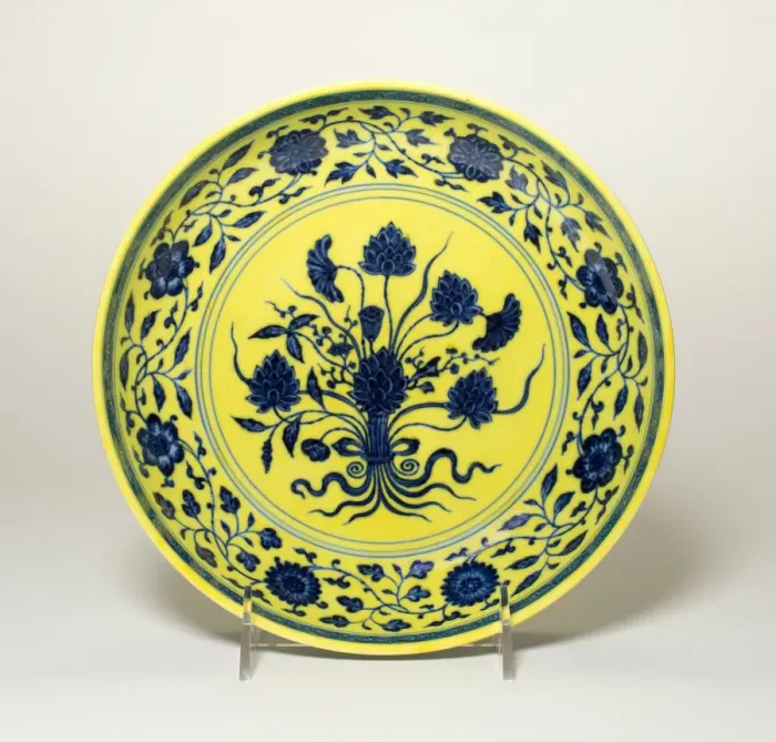 Framed Print : Dish with Floral Bouquet Tied with a Ribbon Encircled by Framed Print : Dish with Floral Bouquet Tied with a Ribbon Encircled by