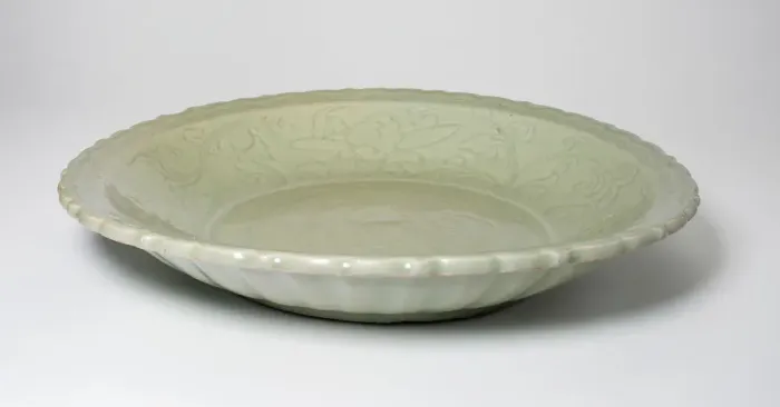 Framed Print : Dish with Floral Scrolls and Foliate Rim, Yuan dynasty (1271-1368) or Ming dynasty (1368-1644). Creator: Unknown Framed Print : Dish with Floral Scrolls and Foliate Rim, Yuan dynasty (1271-1368) or Ming dynasty (1368-1644). Creator: Unknown