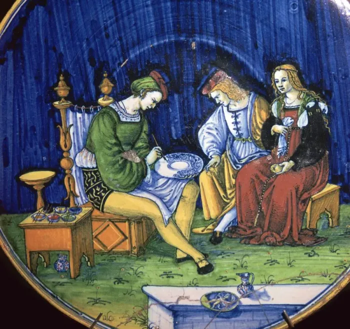 Framed Print : Dish known as the Portrait Painter, 15th century Framed Print : Dish known as the Portrait Painter, 15th century