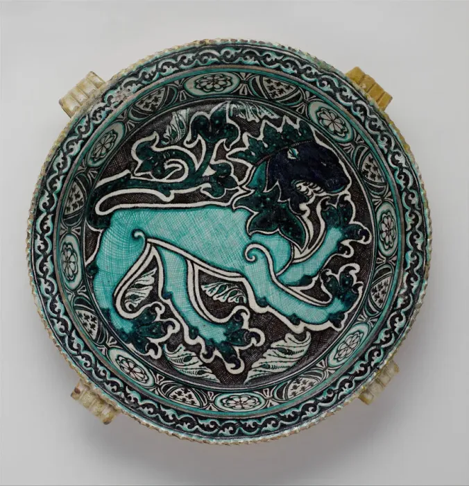 Framed Print : Dish with Lion, Italian, late 14th century. Creator: Unknown Framed Print : Dish with Lion, Italian, late 14th century. Creator: Unknown
