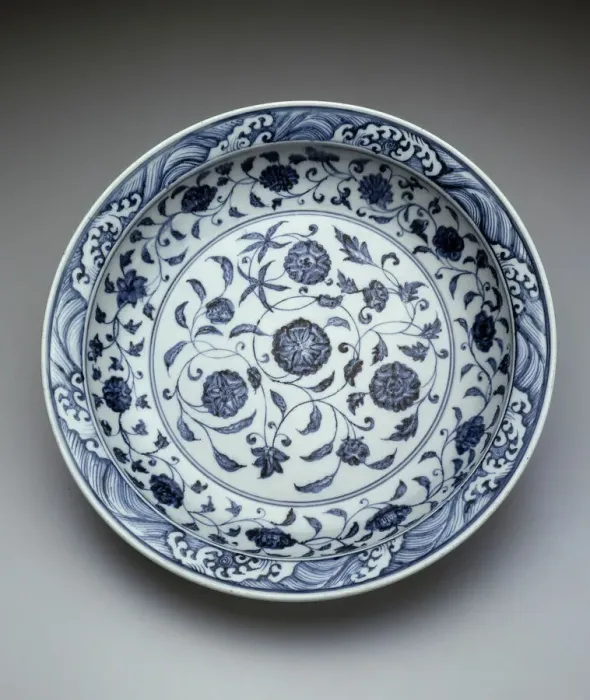 Framed Print : Dish with Scrolling Flowers and Breaking Waves, Ming dynasty (1368-1644) Framed Print : Dish with Scrolling Flowers and Breaking Waves, Ming dynasty (1368-1644)