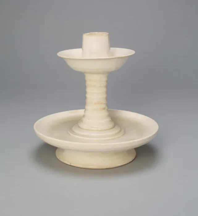Framed Print : Dish-Shaped Candlestand with Long, Ribbed Neck, Sui (581-618) or Tang dynasty Framed Print : Dish-Shaped Candlestand with Long, Ribbed Neck, Sui (581-618) or Tang dynasty