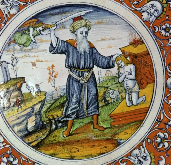 Framed Print : Dish showing the Sacrifice of Isaac, 16th century. Artist: Nessus Painter Framed Print : Dish showing the Sacrifice of Isaac, 16th century. Artist: Nessus Painter