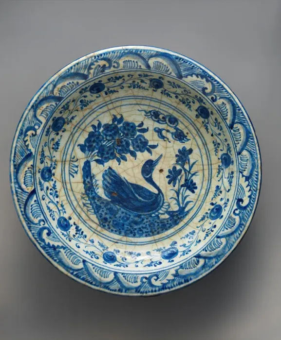 Framed Print : Dish with a Swimming Duck, Iran, 16th century. Creator: Unknown