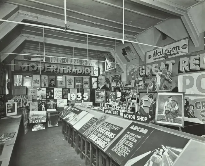 Framed Print : Display of posters at a training centre, Deptford, London, 1935 Framed Print : Display of posters at a training centre, Deptford, London, 1935