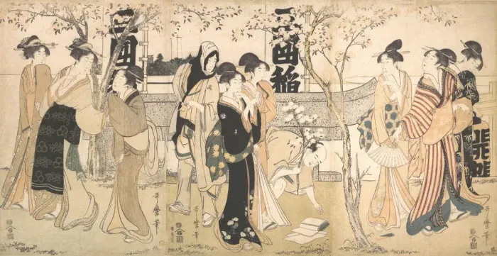 Framed Print : Display of Treasures at Mimeguri Shrine (Mimeguri jinja no onkaicho), 1799 Framed Print : Display of Treasures at Mimeguri Shrine (Mimeguri jinja no onkaicho), 1799