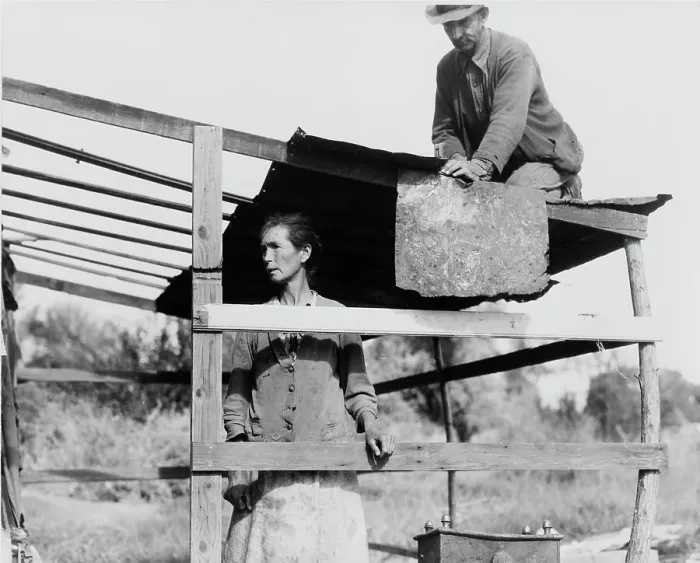 Framed Print : Dispossessed Arkansas farmers, Bakersfield, California, 1935. Creator: Dorothea Lange