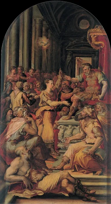 Framed Print : The Dispute of Saint Catherine of Alexandria, 1551. Creator: Fontana, Prospero (1512-1597) Framed Print : The Dispute of Saint Catherine of Alexandria, 1551. Creator: Fontana, Prospero (1512-1597)