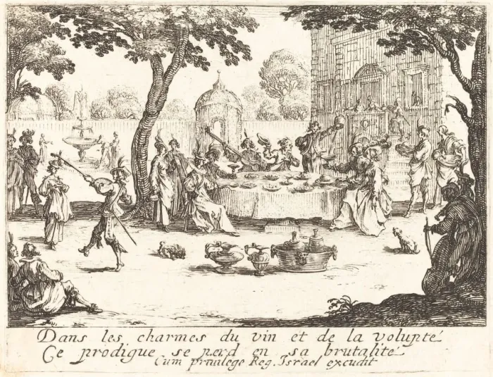 Framed Print : The Dissipation, 1635. Creator: Jacques Callot Framed Print : The Dissipation, 1635. Creator: Jacques Callot