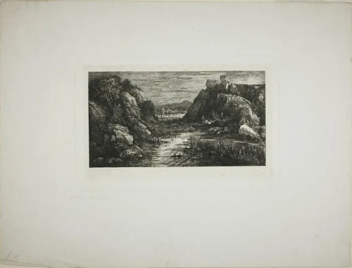 Framed Print : The Distant City, 1868. Creator: Rodolphe Bresdin Framed Print : The Distant City, 1868. Creator: Rodolphe Bresdin
