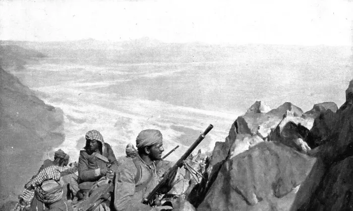 Framed Print : Distant Fronts, In Hejaz; Operations of the Arabian army: an observation post... 1917. Creator: Unknown Framed Print : Distant Fronts, In Hejaz; Operations of the Arabian army: an observation post... 1917. Creator: Unknown