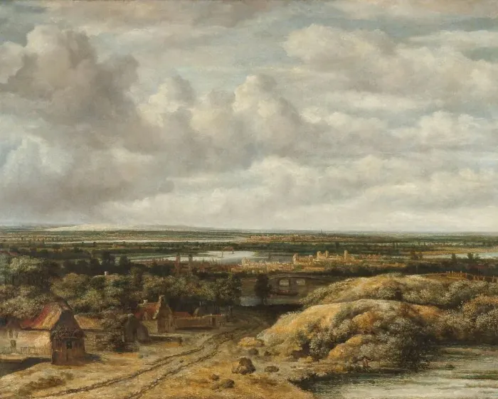 Framed Print : Distant View with Cottages along a Road, 1655. Creator: Philip Koninck Framed Print : Distant View with Cottages along a Road, 1655. Creator: Philip Koninck