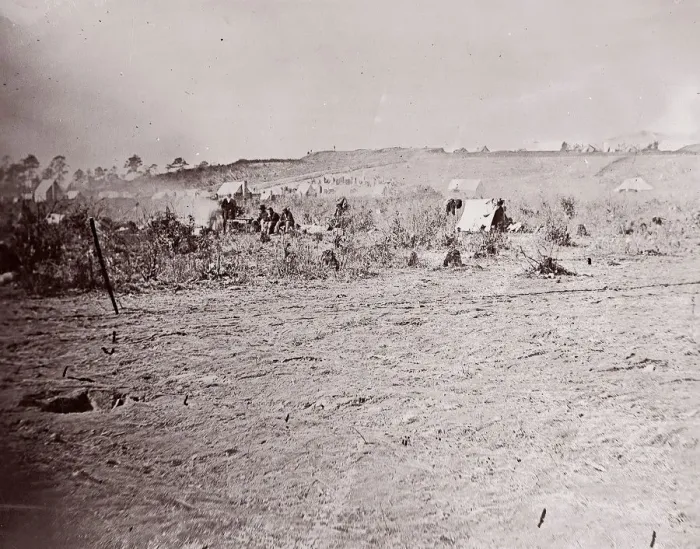 Framed Print : Distant View of Fort Brady, ca. 1865. Creator: William Frank Browne Framed Print : Distant View of Fort Brady, ca. 1865. Creator: William Frank Browne